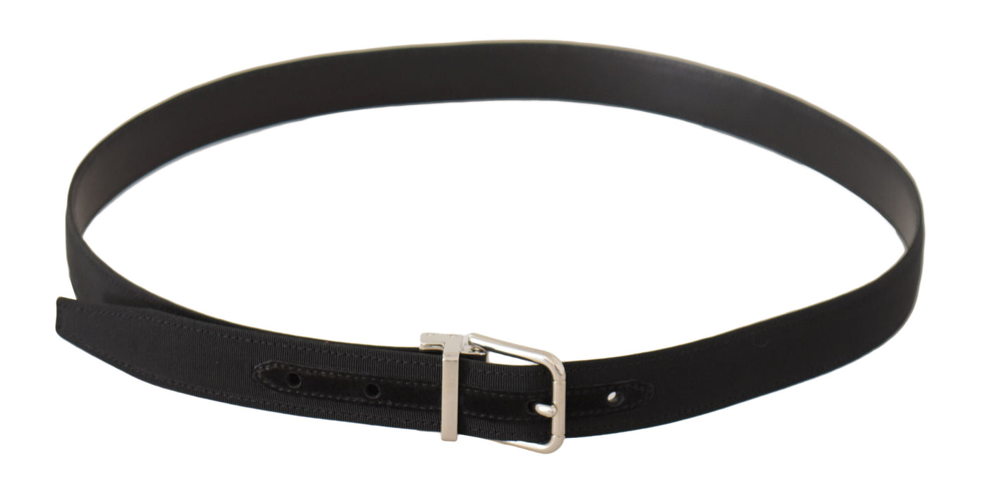 Ceinture pour homme Dolce &amp; Gabbana en toile noire avec boucle en métal argenté