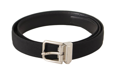 Ceinture pour homme Dolce &amp; Gabbana en toile noire avec boucle en métal argenté