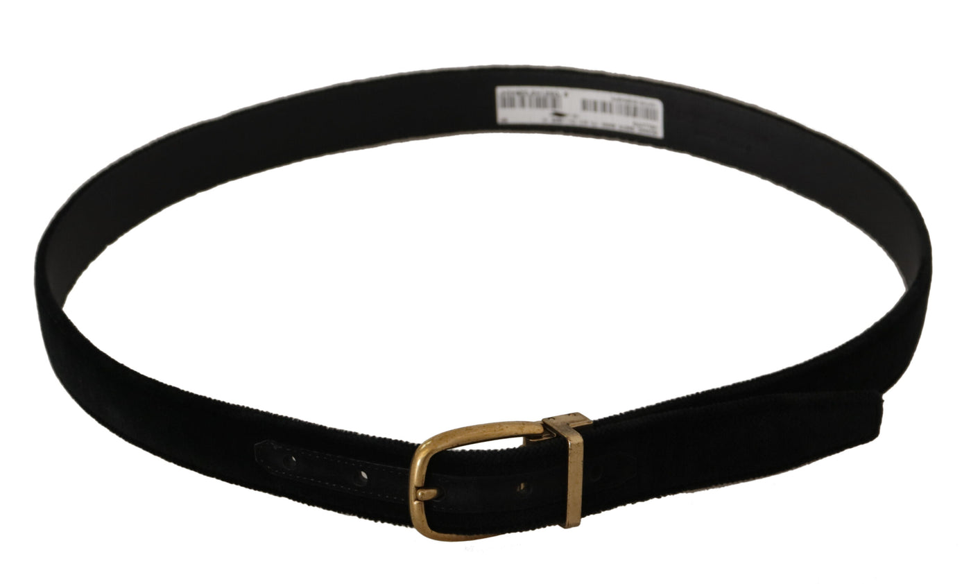 Ceinture Dolce &amp; Gabbana en cuir velours noir avec boucle en métal doré