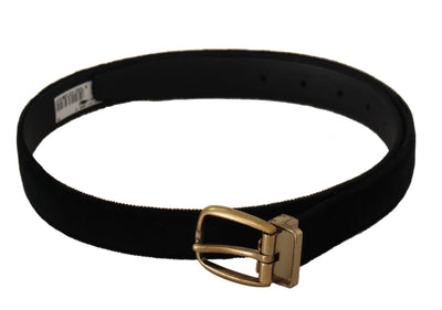 Ceinture Dolce &amp; Gabbana en cuir velours noir avec boucle en métal doré