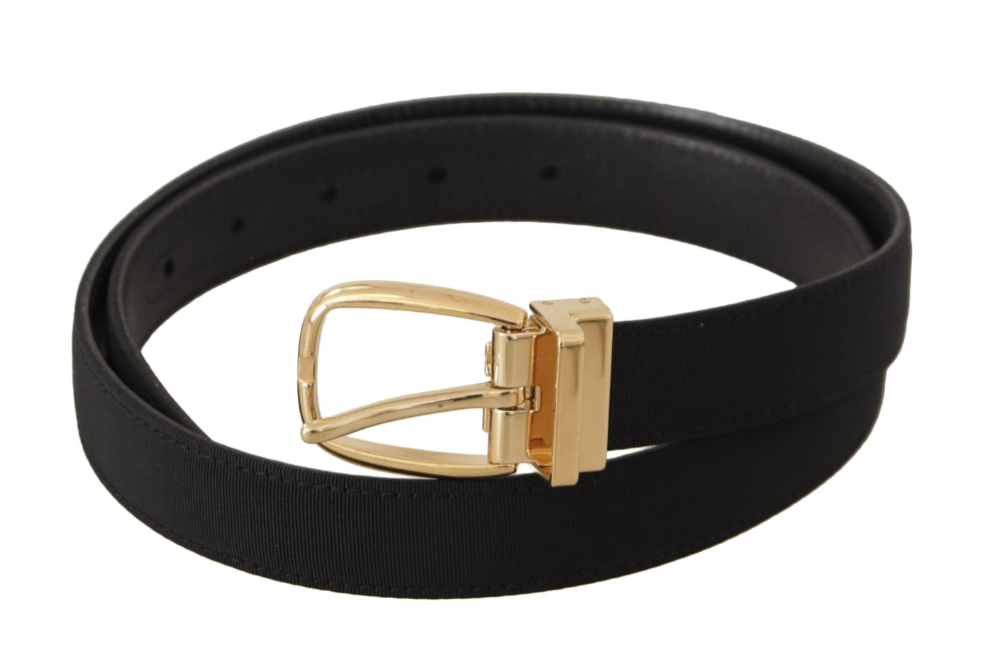 Ceinture Dolce &amp; Gabbana en toile noire et cuir avec boucle en métal doré