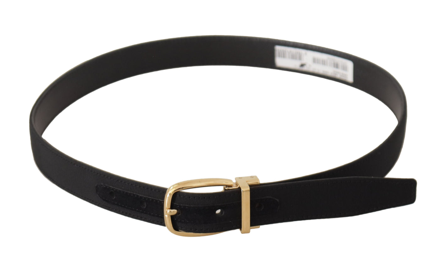 Ceinture Dolce &amp; Gabbana en toile noire et cuir avec boucle en métal doré
