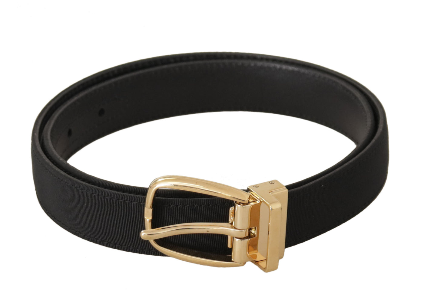 Ceinture Dolce &amp; Gabbana en toile noire et cuir avec boucle en métal doré