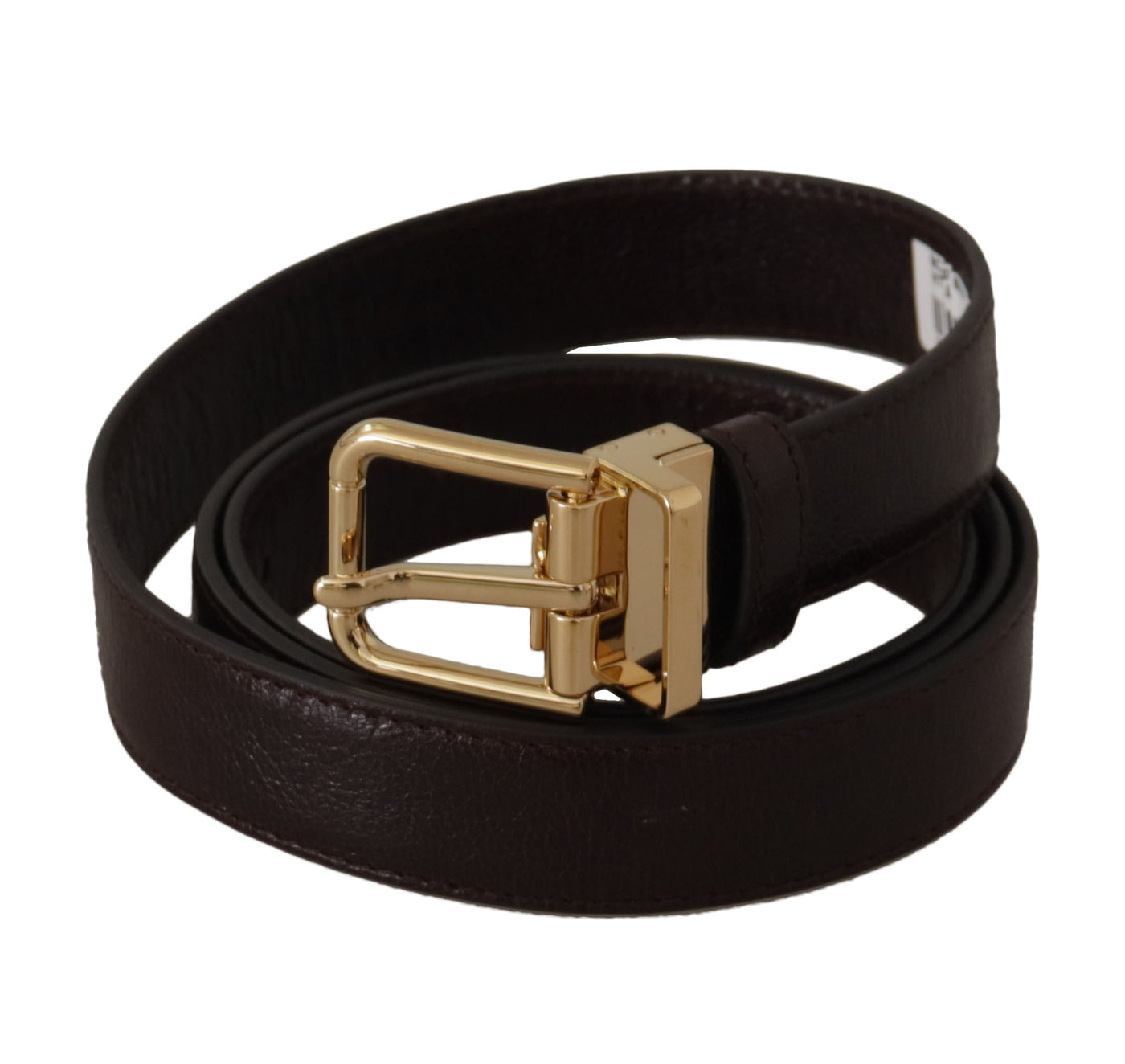 Ceinture Dolce &amp; Gabbana en cuir marron avec boucle en métal doré