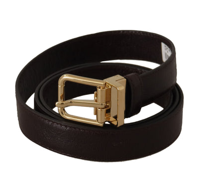 Ceinture Dolce &amp; Gabbana en cuir marron avec boucle en métal doré