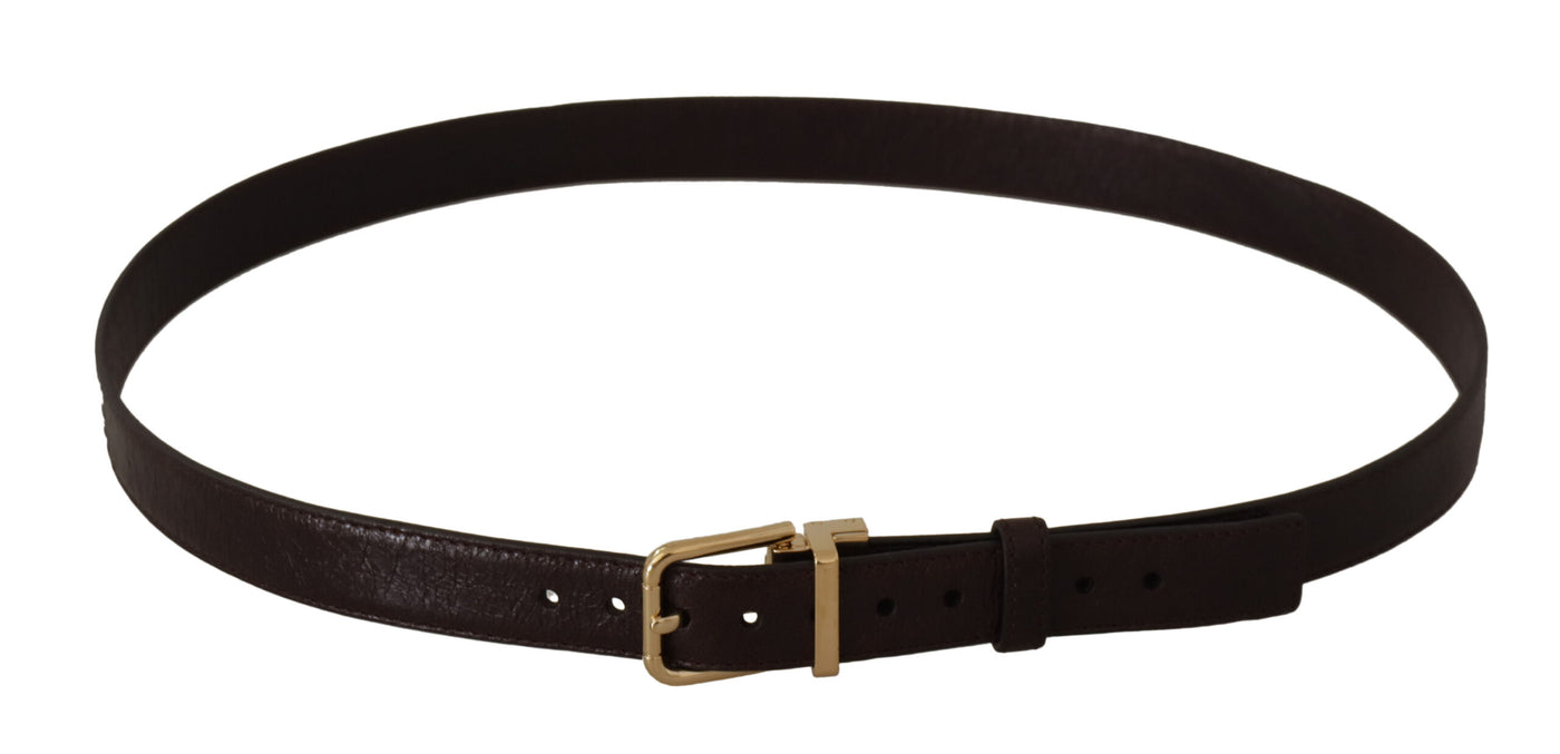 Ceinture Dolce &amp; Gabbana en cuir marron avec boucle en métal doré