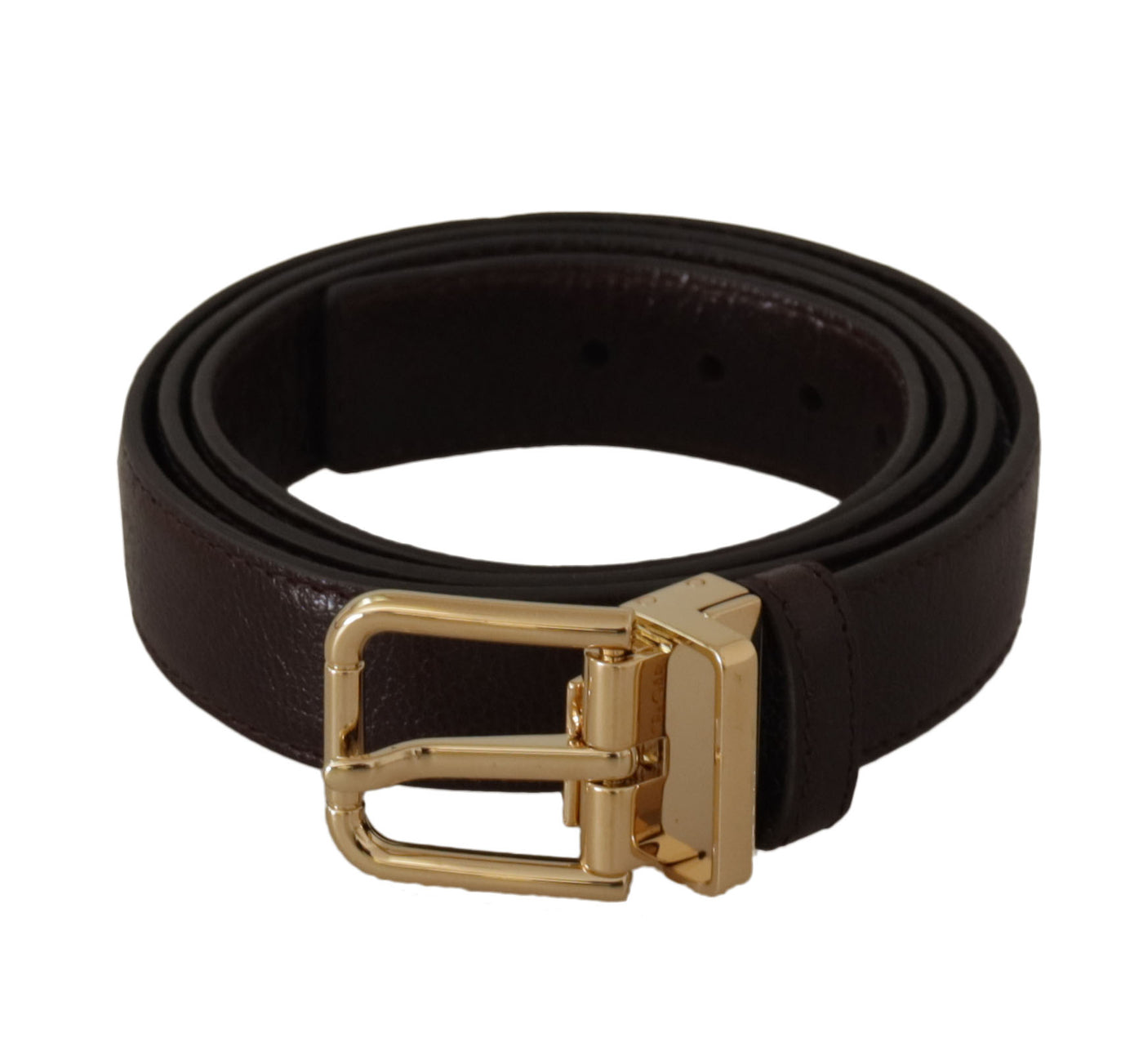 Ceinture Dolce &amp; Gabbana en cuir marron avec boucle en métal doré