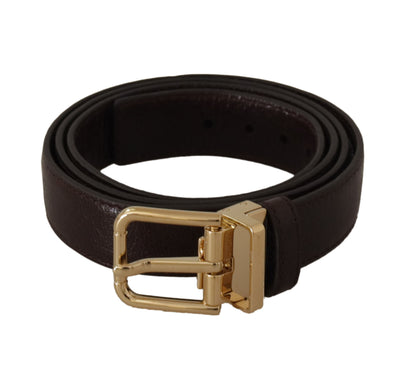 Ceinture Dolce &amp; Gabbana en cuir marron avec boucle en métal doré