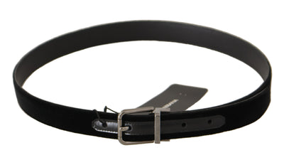 Ceinture Dolce &amp; Gabbana en coton noir avec boucle en métal argenté