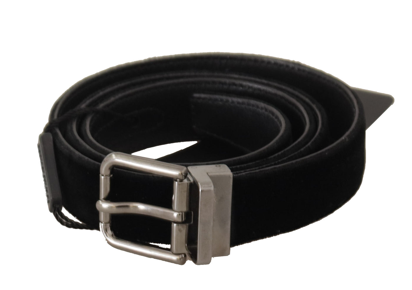 Ceinture Dolce &amp; Gabbana en coton noir avec boucle en métal argenté