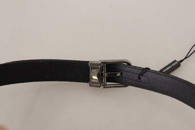 Ceinture Dolce &amp; Gabbana en coton noir avec boucle en métal argenté
