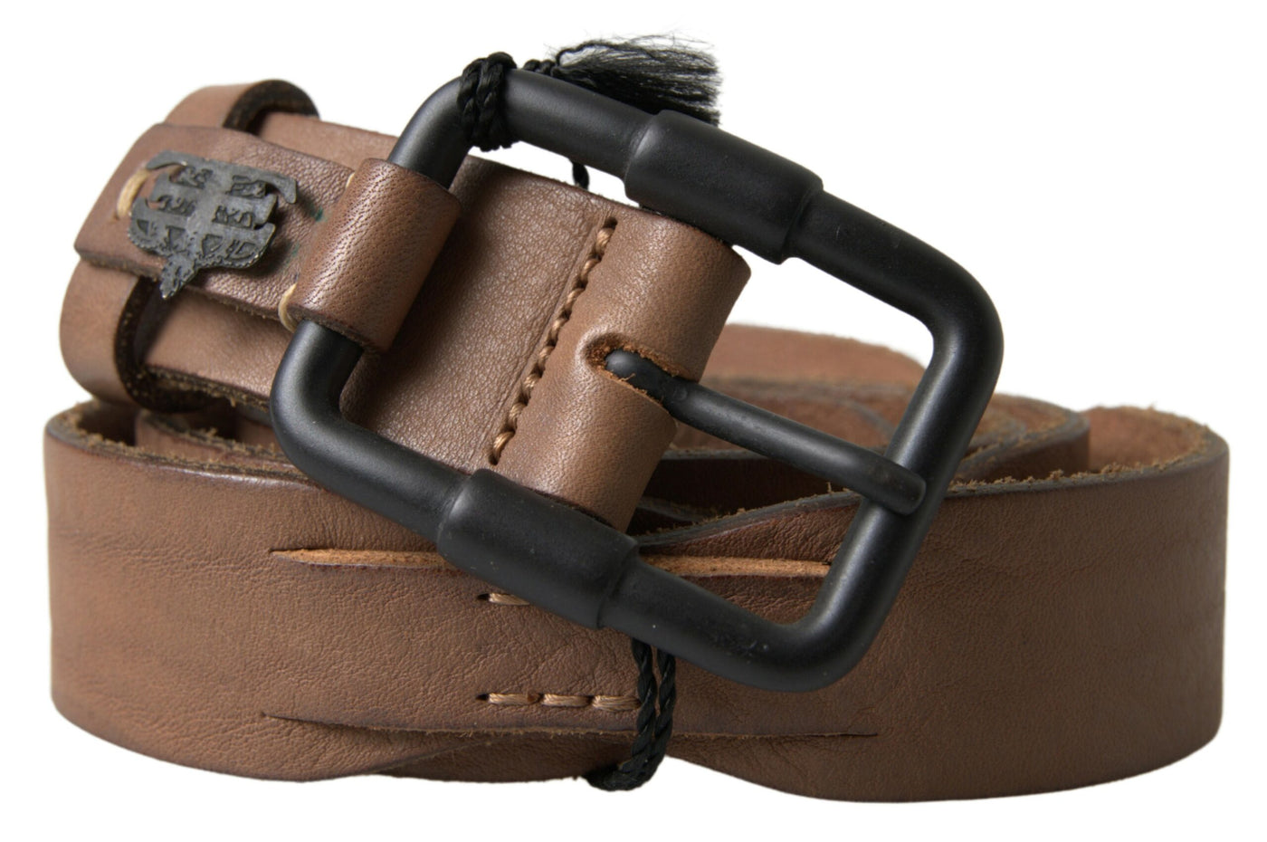 Ermanno Scervino Ceinture en cuir marron avec boucle en métal pour homme