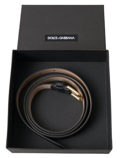 Ceinture Dolce &amp; Gabbana en cuir noir avec boucle en métal doré