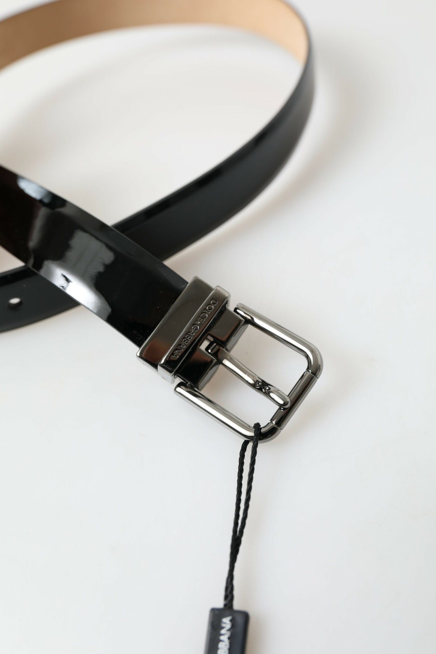 Ceinture Dolce &amp; Gabbana en cuir de veau noir avec boucle en métal pour homme