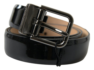 Ceinture Dolce &amp; Gabbana en cuir de veau noir avec boucle en métal pour homme