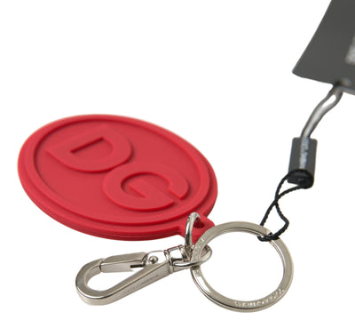 Porte-clés Dolce &amp; Gabbana en caoutchouc rouge avec logo DG en laiton argenté