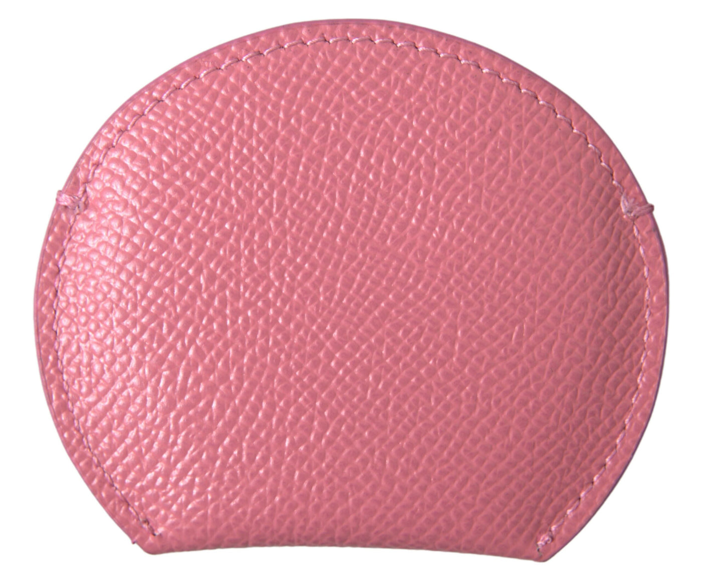 Miroir à main rond en cuir de veau rose Dolce &amp; Gabbana avec logo imprimé