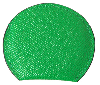 Porte-miroir à main rond en cuir de veau vert Dolce &amp; Gabbana avec logo