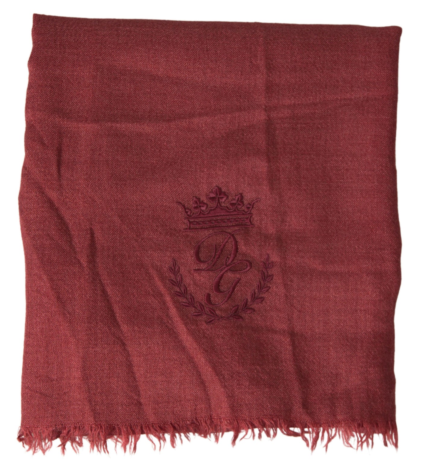 Dolce &amp; Gabbana Maroon Cashmere Gebreide Omslagdoek met Franjes
