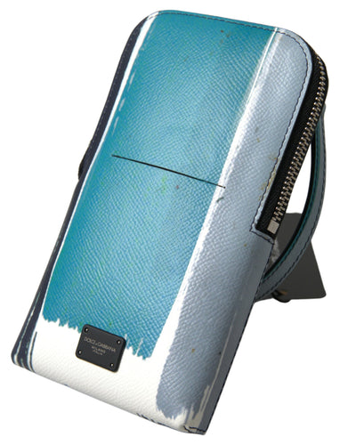 Dolce &amp; Gabbana Blauwe Leren Portemonnee Crossbody Sling Telefoontas Unisex