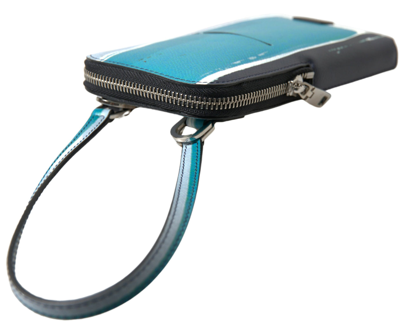 Dolce &amp; Gabbana Blauwe Leren Portemonnee Crossbody Sling Telefoontas Unisex