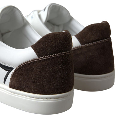 Baskets décontractées Dolce &amp; Gabbana en cuir blanc et marron LOVE