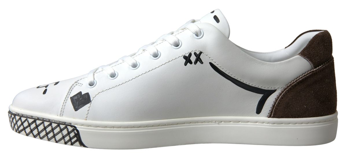 Baskets décontractées Dolce &amp; Gabbana en cuir blanc et marron LOVE