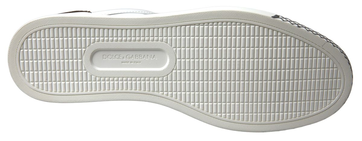 Baskets décontractées Dolce &amp; Gabbana en cuir blanc et marron LOVE