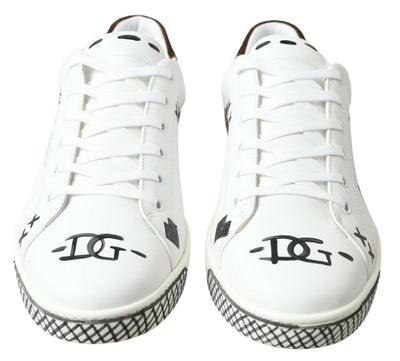 Baskets décontractées Dolce &amp; Gabbana en cuir blanc et marron LOVE