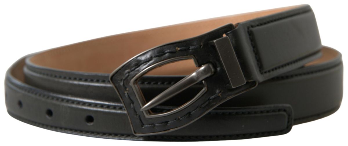 Ermanno Scervino Ceinture Cintura en cuir noir avec boucle en métal