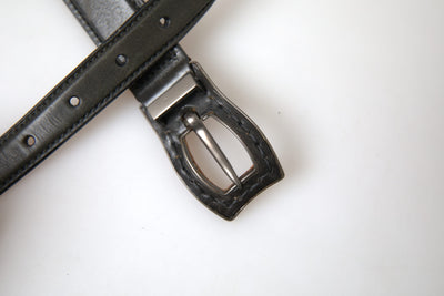 Ermanno Scervino Ceinture Cintura en cuir noir avec boucle en métal