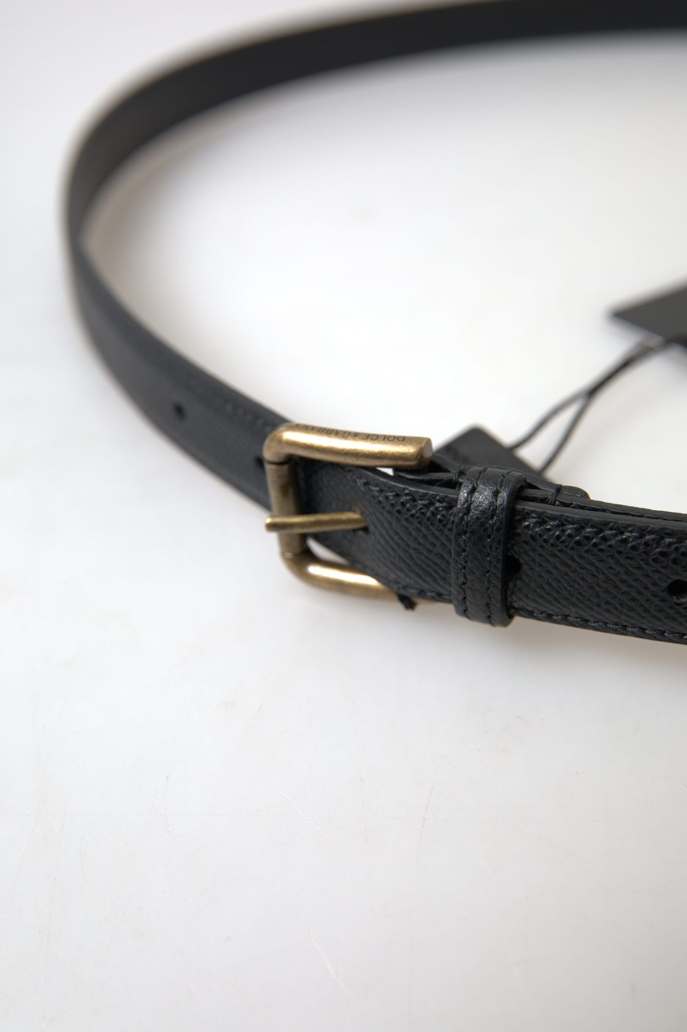 Ceinture Dolce &amp; Gabbana en cuir noir avec boucle en métal doré pour homme