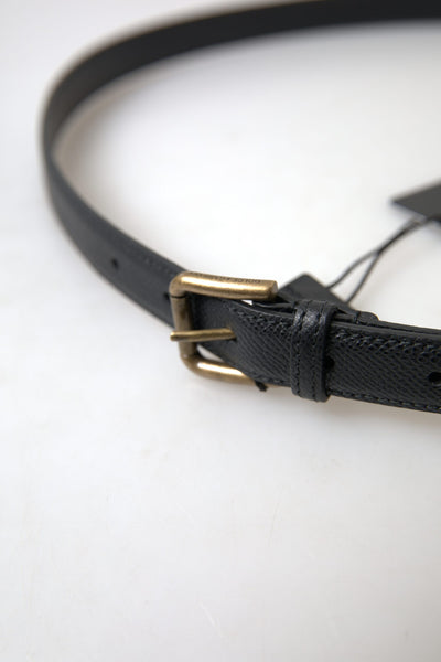 Ceinture Dolce &amp; Gabbana en cuir noir avec boucle en métal doré pour homme