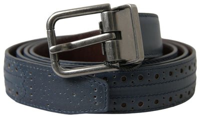 Ceinture Dolce &amp; Gabbana en cuir bleu avec boucle en métal perforé
