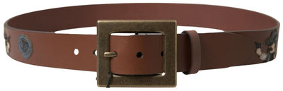 Ceinture à boucle carrée en cuir marron Dolce &amp; Gabbana #DGFAMLY