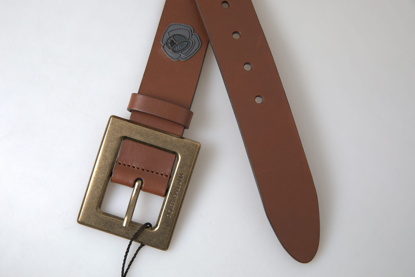 Ceinture à boucle carrée en cuir marron Dolce &amp; Gabbana #DGFAMLY