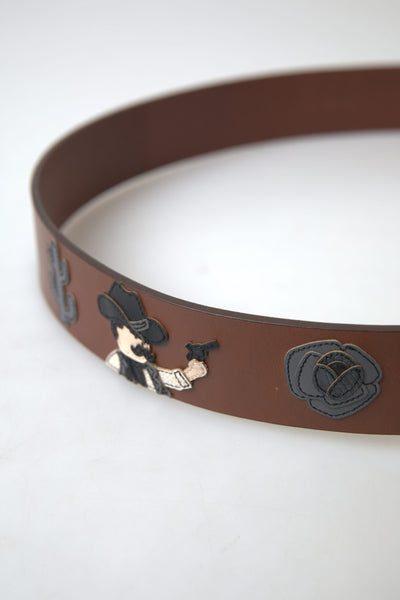 Ceinture à boucle carrée en cuir marron Dolce &amp; Gabbana #DGFAMLY