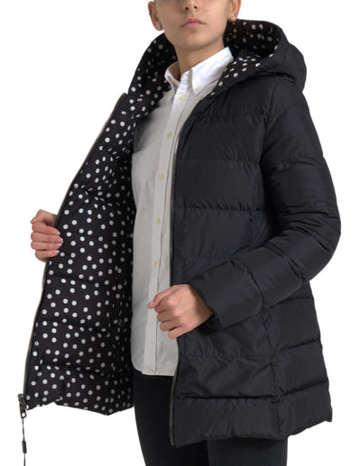 Dolce &amp; Gabbana Zwarte Polyester Omkeerbare Jas met Capuchon