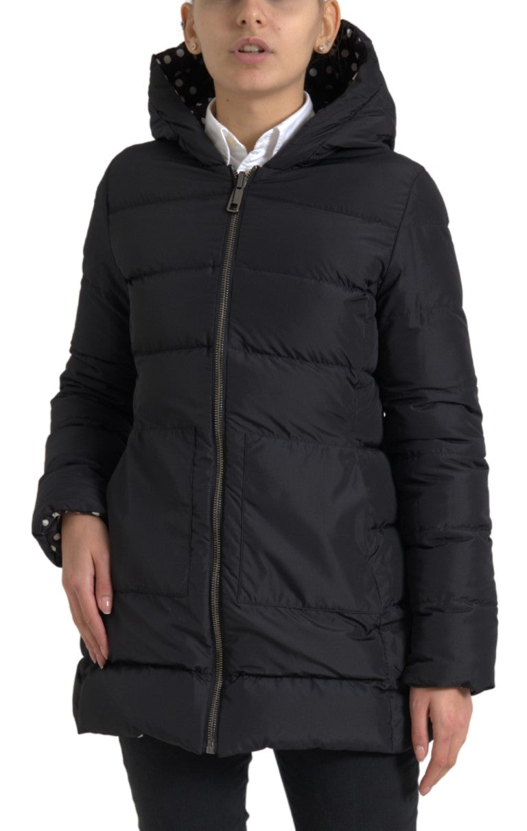 Dolce &amp; Gabbana Zwarte Polyester Omkeerbare Jas met Capuchon
