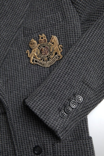 Blazer croisé gris Dolce &amp; Gabbana avec logo brodé