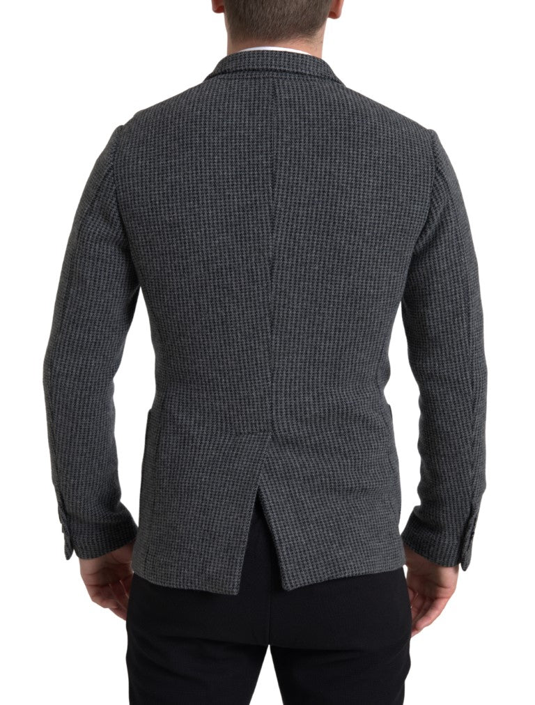 Blazer croisé gris Dolce &amp; Gabbana avec logo brodé