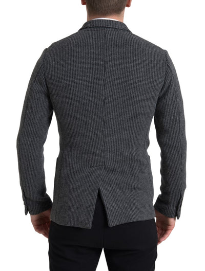 Blazer croisé gris Dolce &amp; Gabbana avec logo brodé