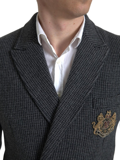 Blazer croisé gris Dolce &amp; Gabbana avec logo brodé