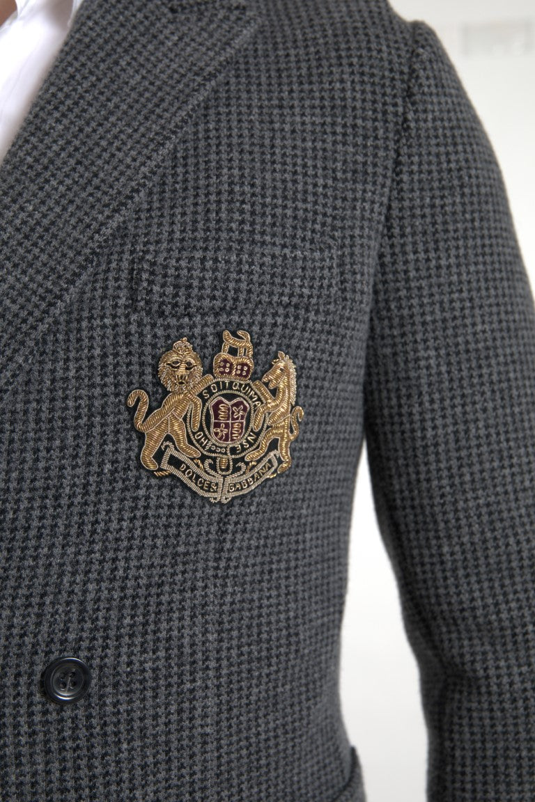 Blazer croisé gris Dolce &amp; Gabbana avec logo brodé