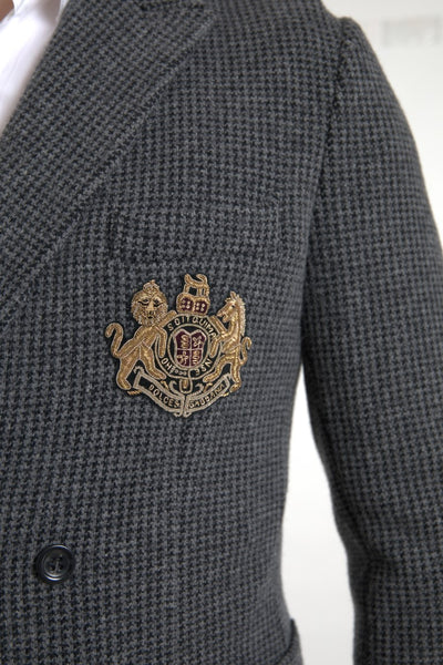Blazer croisé gris Dolce &amp; Gabbana avec logo brodé