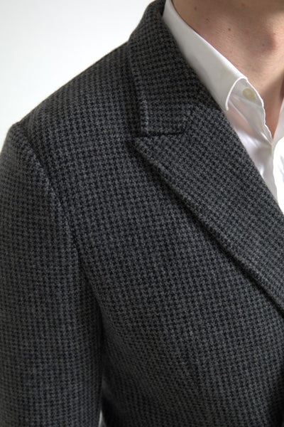 Blazer croisé gris Dolce &amp; Gabbana avec logo brodé