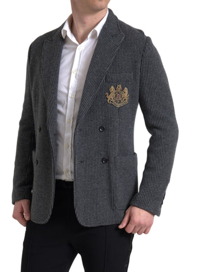 Blazer croisé gris Dolce &amp; Gabbana avec logo brodé