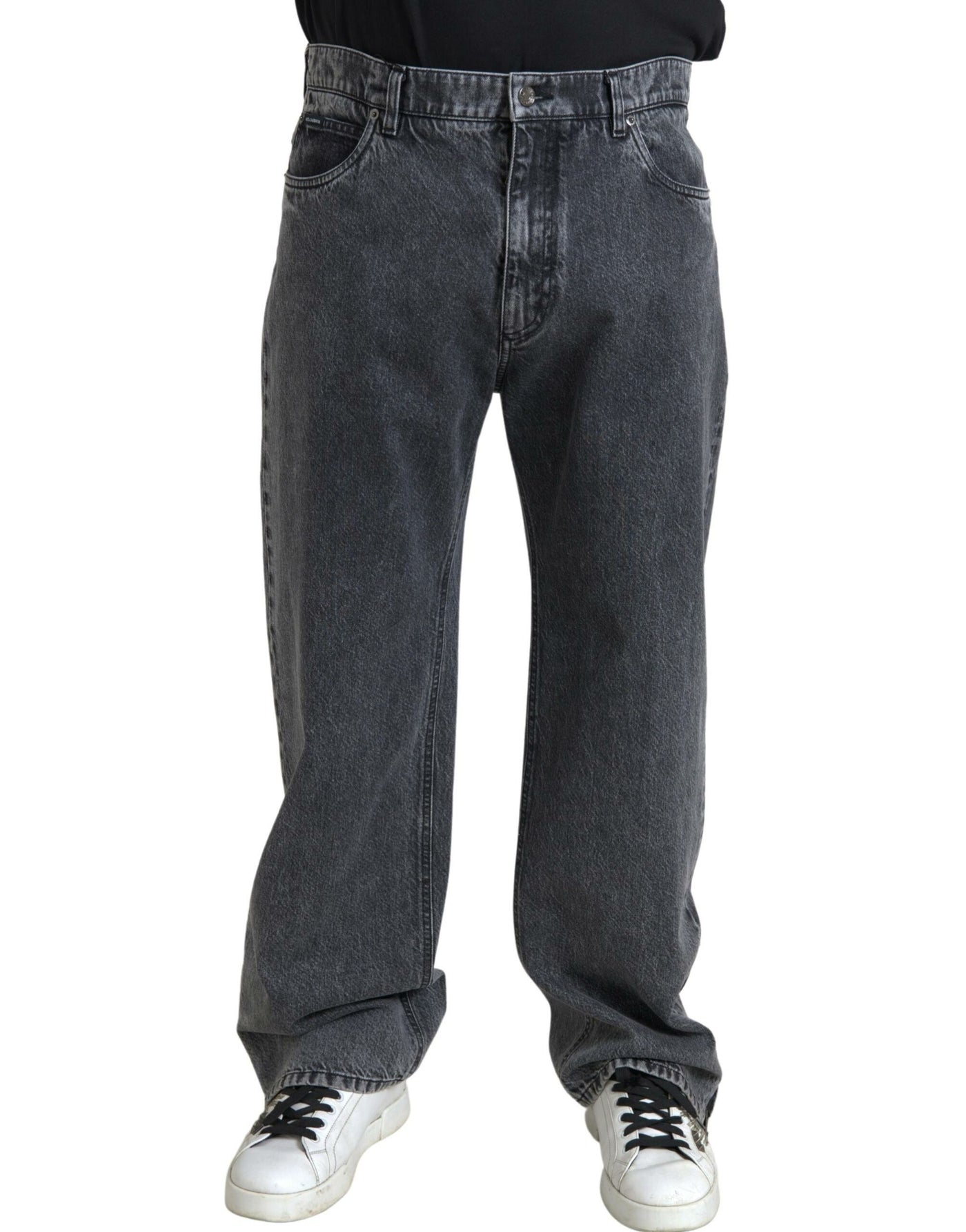 Dolce &amp; Gabbana Donkergrijze Katoenen Rechte Fit Heren Denim Jeans