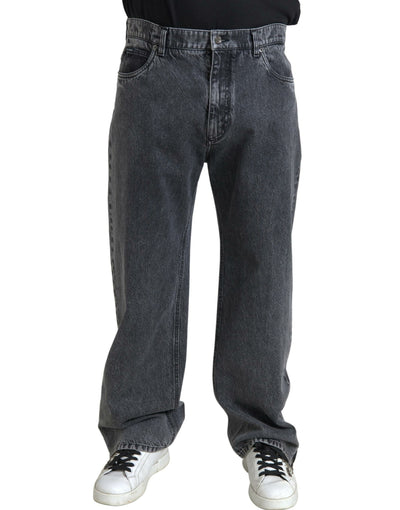 Dolce &amp; Gabbana Donkergrijze Katoenen Rechte Fit Heren Denim Jeans