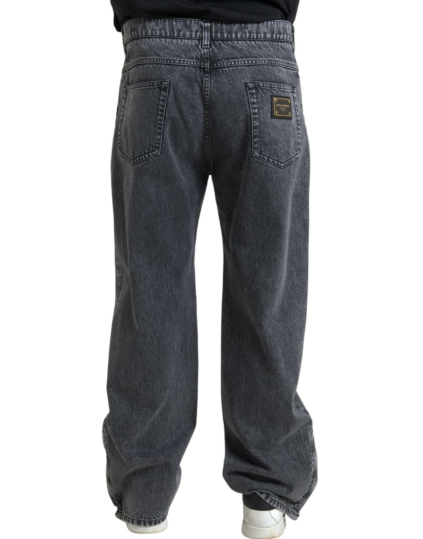 Dolce &amp; Gabbana Donkergrijze Katoenen Rechte Fit Heren Denim Jeans